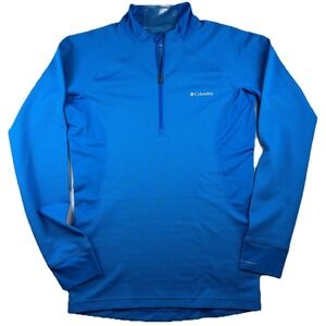 Columbia Men's Small Omni-Heat Heavyweight Half Zip Base Layer Blue